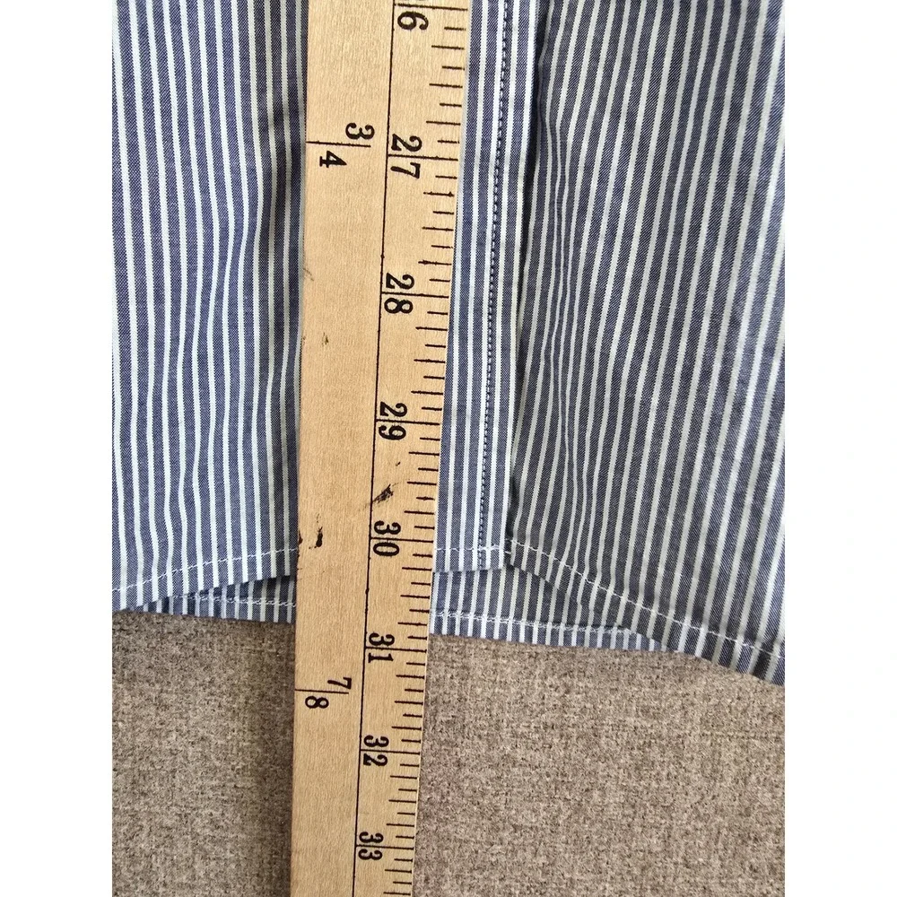 Banana Republic Lazuli Blue Pinstripe Oversized Cotton Button Down Shirt Mens L
